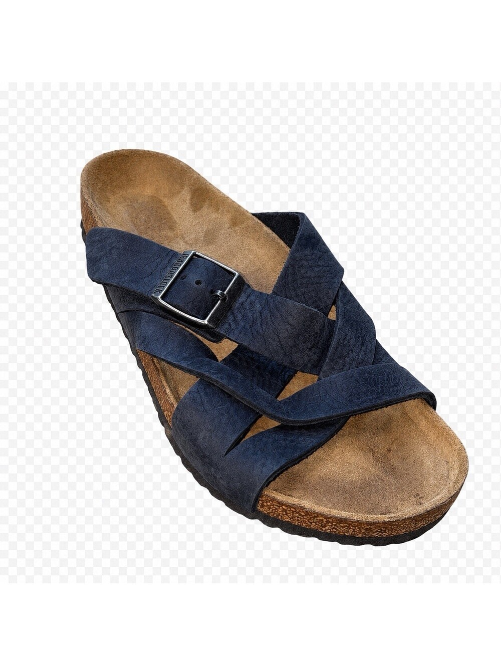 Birkenstock Lugano Men’s 9 Black Leather Cross Strap Comfort Slide Sandals